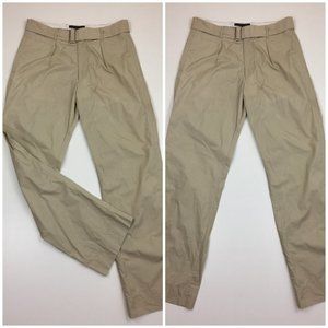 GIAN CARLO ROSSI Italy Beige Belted Pleats Cotton Dress Pants